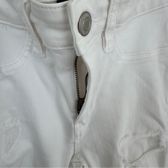 American Eagle Outfitters White Distressed Hi Rise Jegging Cropped Jeans Size 0 - Picture 9 of 13